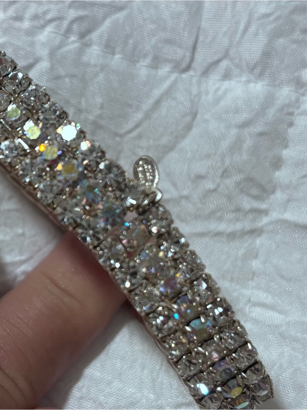 Kirks Folly Vintage 3-Row Rhinestone Stretch Bracelet — Sparkling Silver-Tone